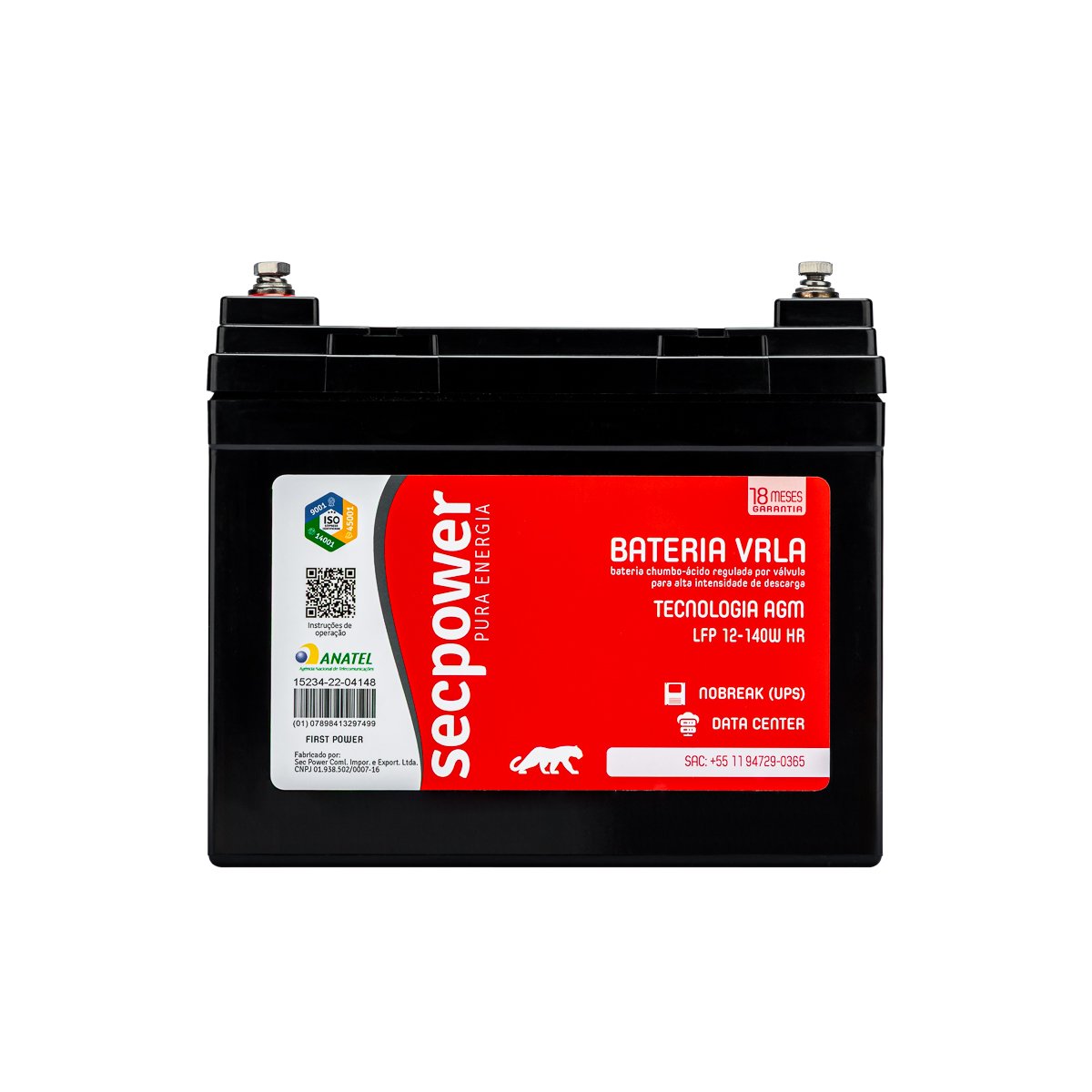 Bateria SecPower VRLA LFP 12-140W HR