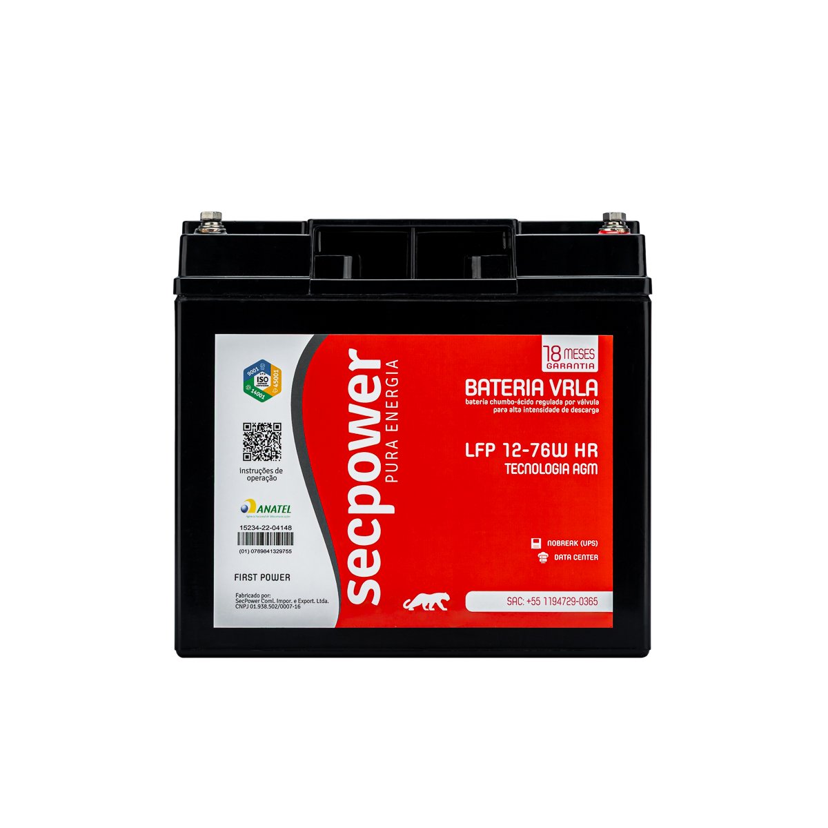 Bateria SecPower VRLA LFP 12-76W HR